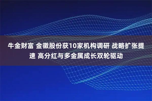 牛金财富 金徽股份获10家机构调研 战略扩张提速 高分红与多金属成长双轮驱动